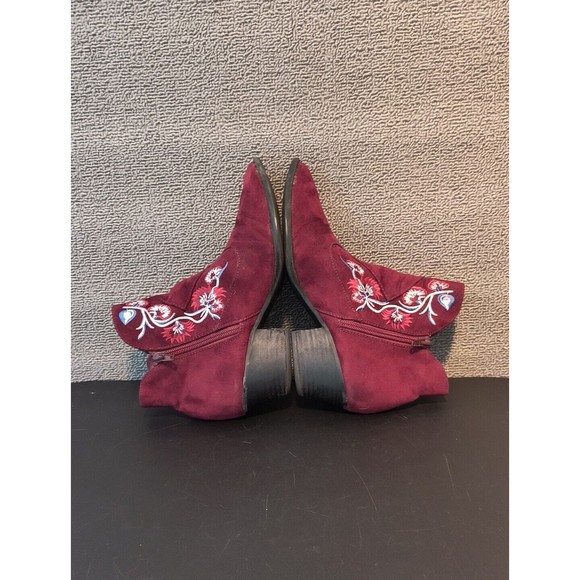Carlos by Carlos Santana Western Ankle Boots Women's 6.5 Red Burgundy Floral2070 - Picture 5 of 10